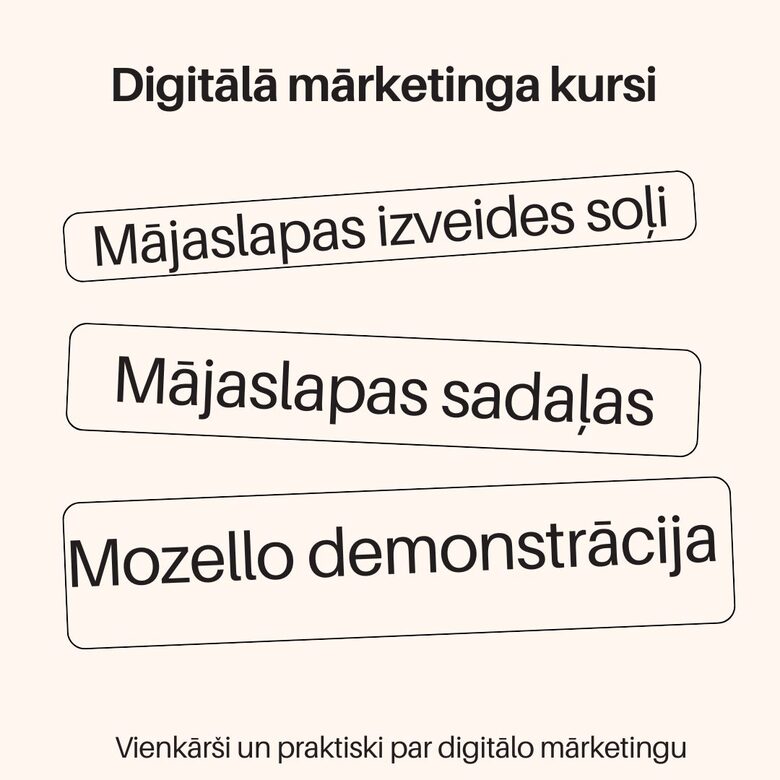 Mājaslapas un e-veikala izveide: No stratēģijas līdz Mozello